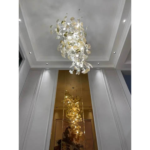Gingko Leaves Twig Chandelier Porcelain Branch Pendant Light Chandeliers