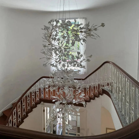 Gingko Leaves Twig Chandelier Porcelain Branch Pendant Light Chandeliers