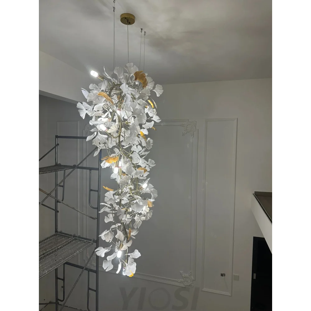 Gingko Leaves Twig Chandelier Porcelain Branch Pendant Light Chandeliers