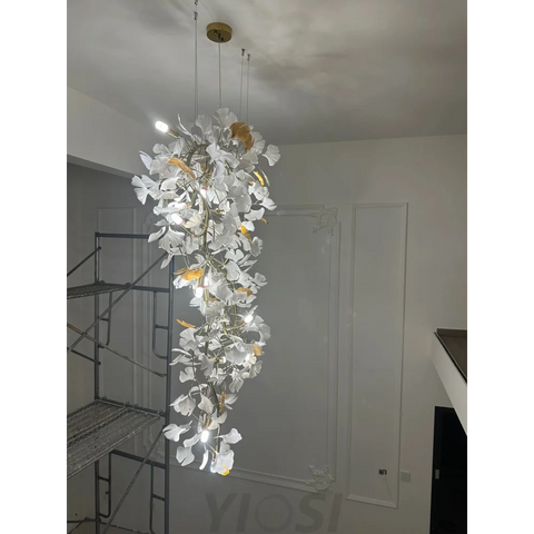Gingko Leaves Twig Chandelier Porcelain Branch Pendant Light Chandeliers