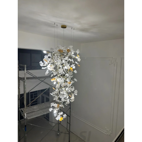 Gingko Leaves Twig Chandelier Porcelain Branch Pendant Light Chandeliers