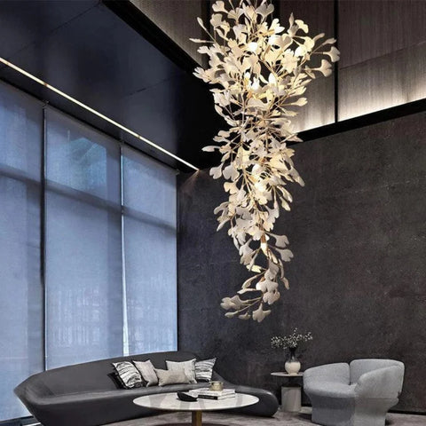 Gingko Leaves Twig Chandelier Porcelain Branch Pendant Light Chandeliers