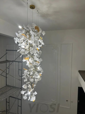 Gingko Leaves Twig Chandelier Porcelain Branch Pendant Light Chandeliers