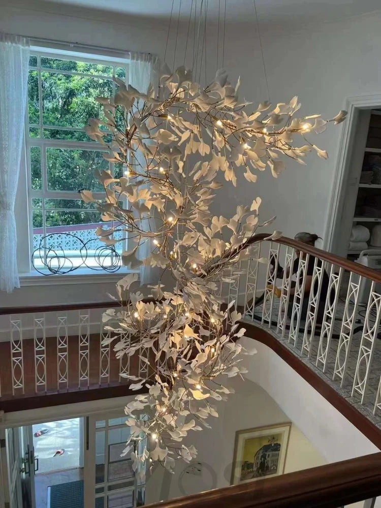 Gingko Leaves Twig Chandelier Porcelain Branch Pendant Light Chandeliers