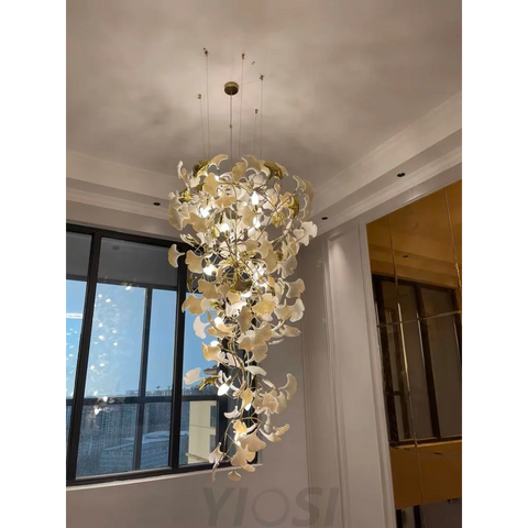 Gingko Leaves Twig Chandelier Porcelain Branch Pendant Light Chandeliers