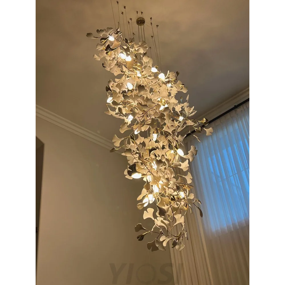 Gingko Leaves Twig Chandelier Porcelain Branch Pendant Light Chandeliers