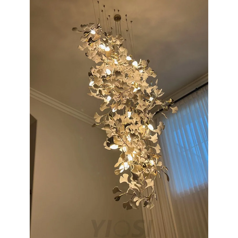 Gingko Leaves Twig Chandelier Porcelain Branch Pendant Light Chandeliers