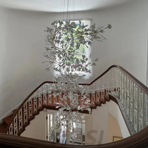 Gingko Leaves Twig Chandelier Porcelain Branch Pendant Light Chandeliers