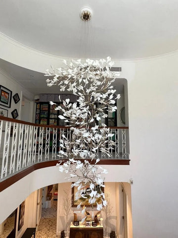 Gingko Leaves Twig Chandelier Porcelain Branch Pendant Light Chandeliers