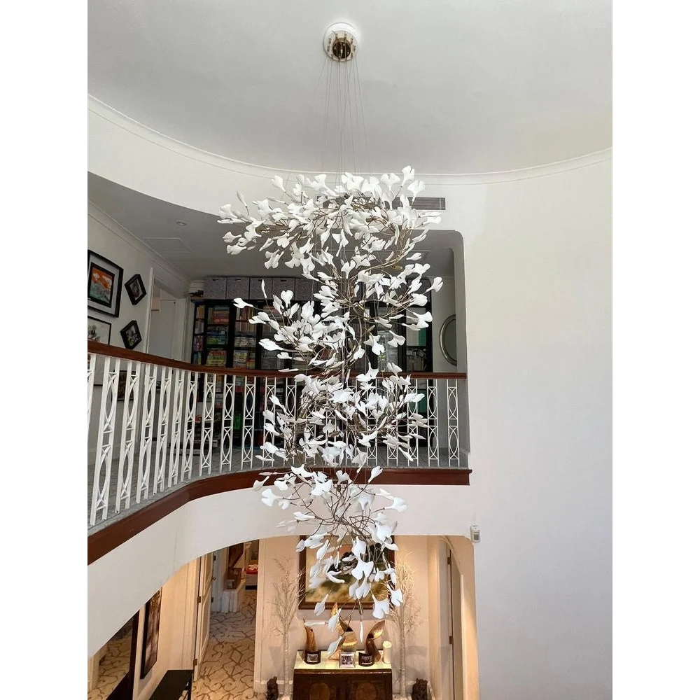 Gingko Leaves Twig Chandelier Porcelain Branch Pendant Light Chandeliers
