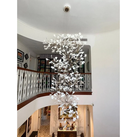 Gingko Leaves Twig Chandelier Porcelain Branch Pendant Light Chandeliers