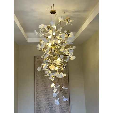 Gingko Leaves Twig Chandelier Porcelain Branch Pendant Light Chandeliers