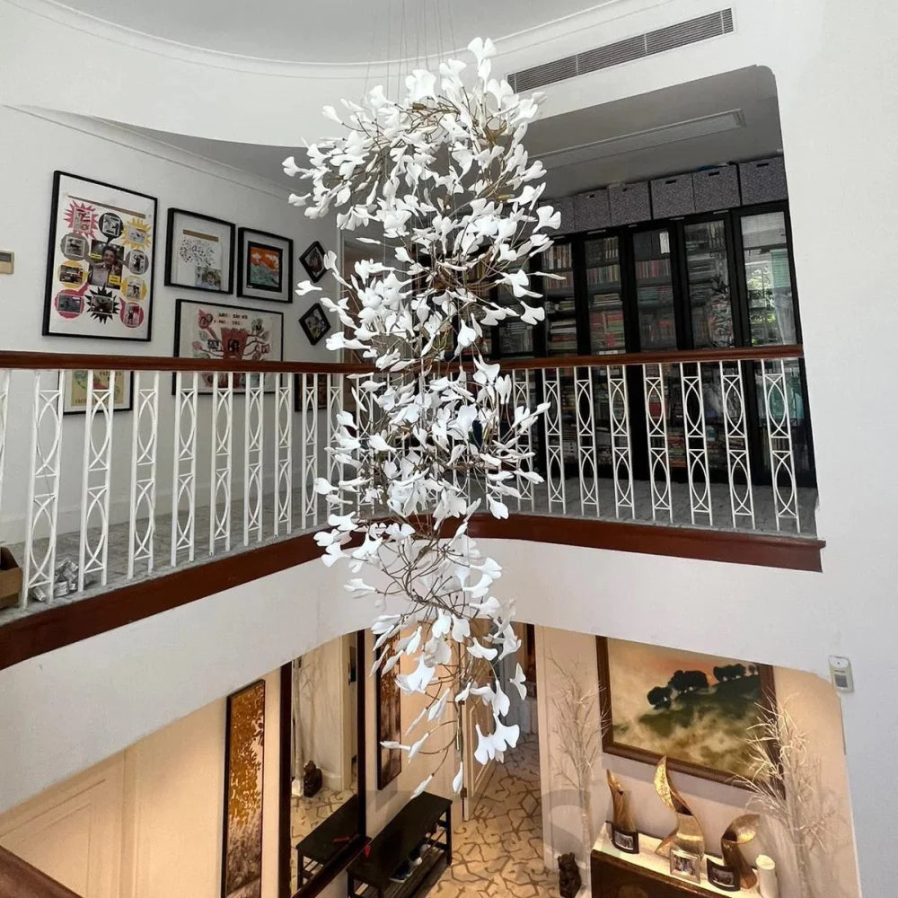 Gingko Leaves Twig Chandelier Porcelain Branch Pendant Light Chandeliers