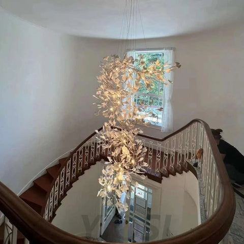 Gingko Leaves Twig Chandelier Porcelain Branch Pendant Light Chandeliers