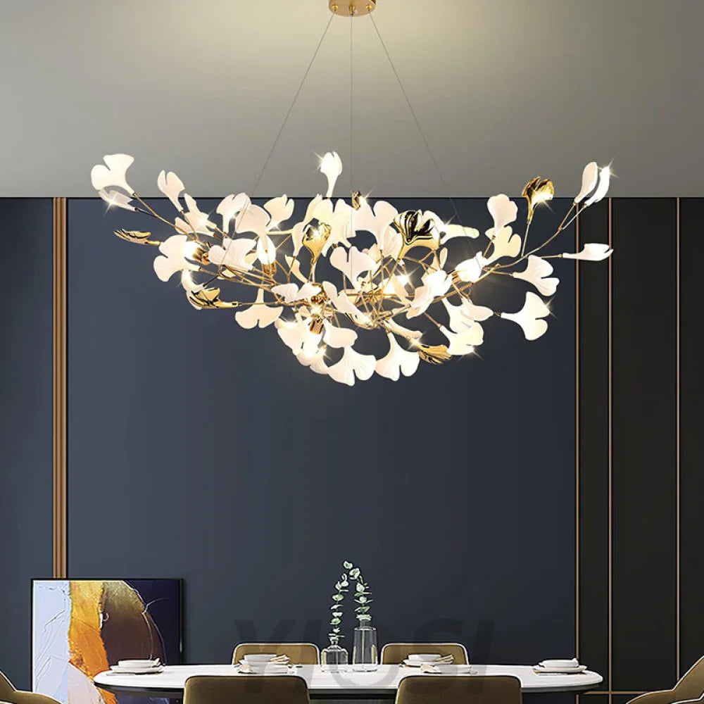 Gingko Living Room Chandelier Gold Branch