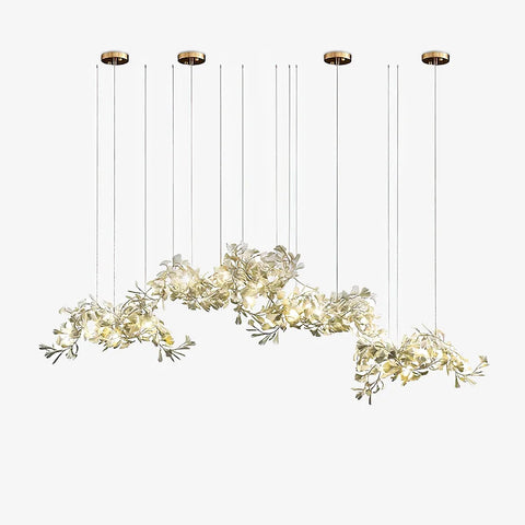 Gingko Long Linear Porcelain Chandelier. Hallway Chandelier L 118.1″ X H 78.7″ (100Cm*4) Branch