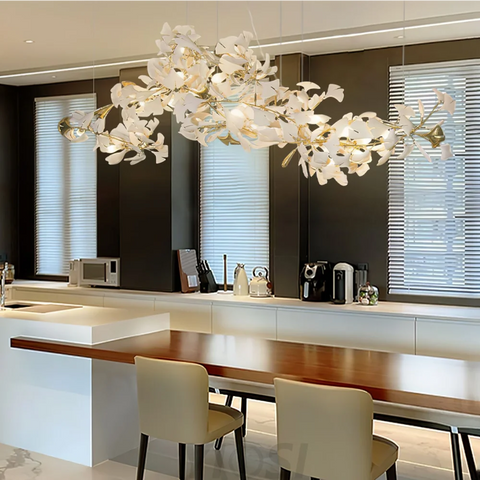Gingko Porcelain Chandelier Gold Branch