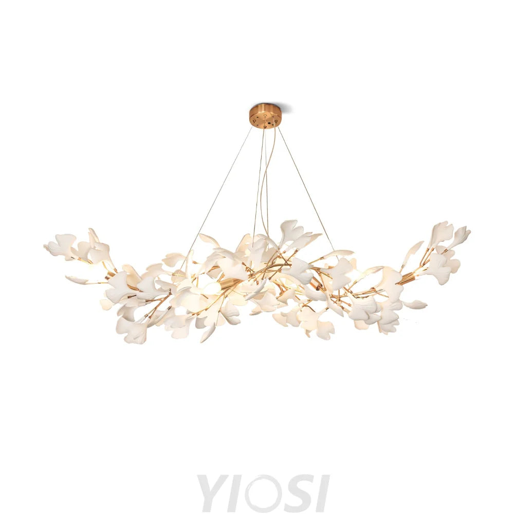 Gingko Porcelain Chandelier Gold L 59″ X W 21.7″ H Branch