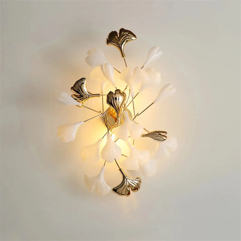 Gingko Porcelain Wall Lamp Light For Living Room D 15.7″ X H 23.6″ Sconce