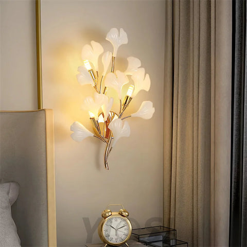 Gingko Porcelain Wall Lamp Light For Living Room Sconce