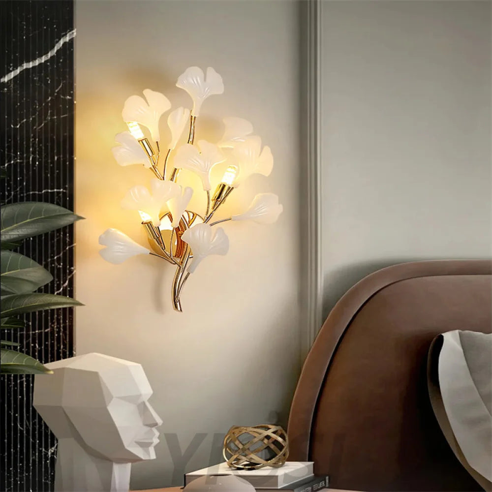 Gingko Porcelain Wall Lamp Light For Living Room Sconce