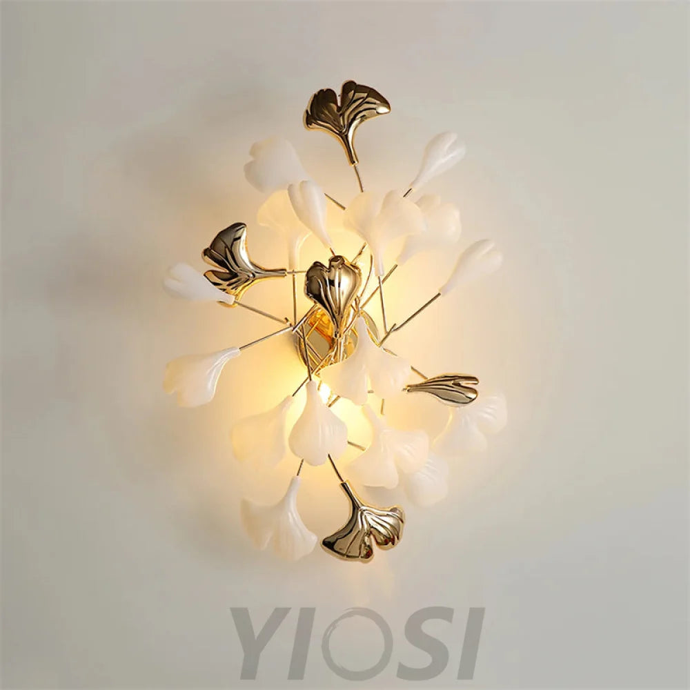 Gingko Porcelain Wall Lamp Light For Living Room Sconce