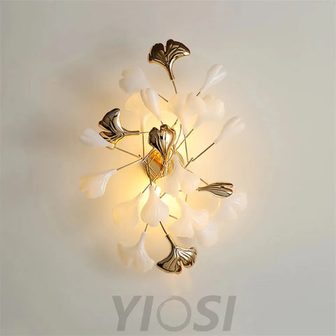 Gingko Porcelain Wall Lamp Light For Living Room Sconce