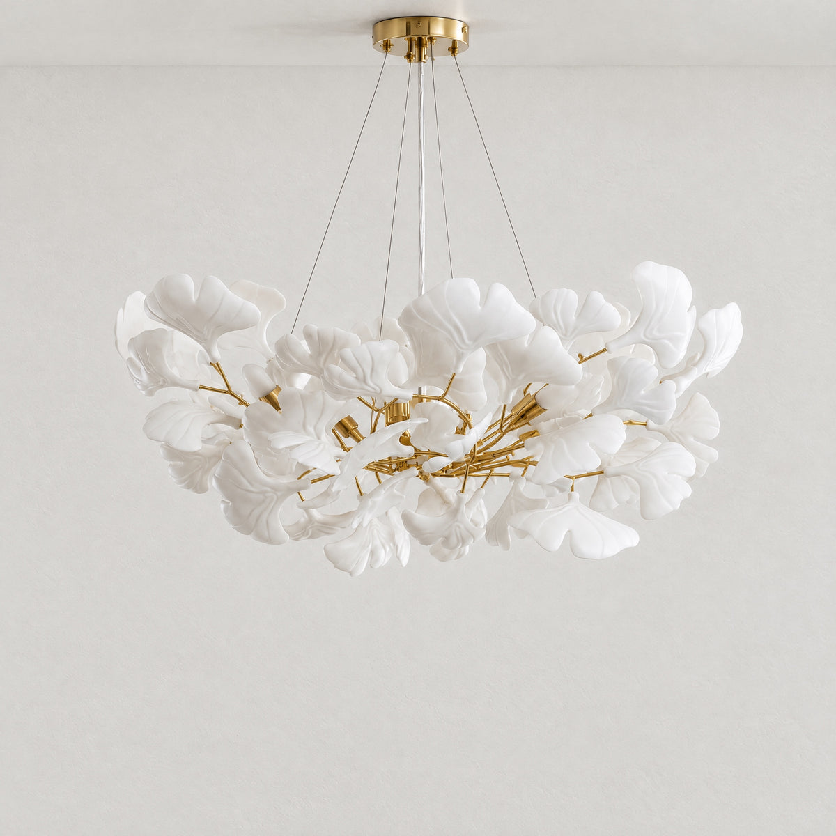 Ginkgo Glamorous White Porcelain Chandelier – lights off