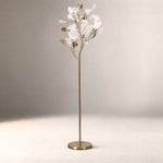 Modern Floor Lamp Ginkgo Gold Metal and Ceramic 5-Light for Living Room – lights off