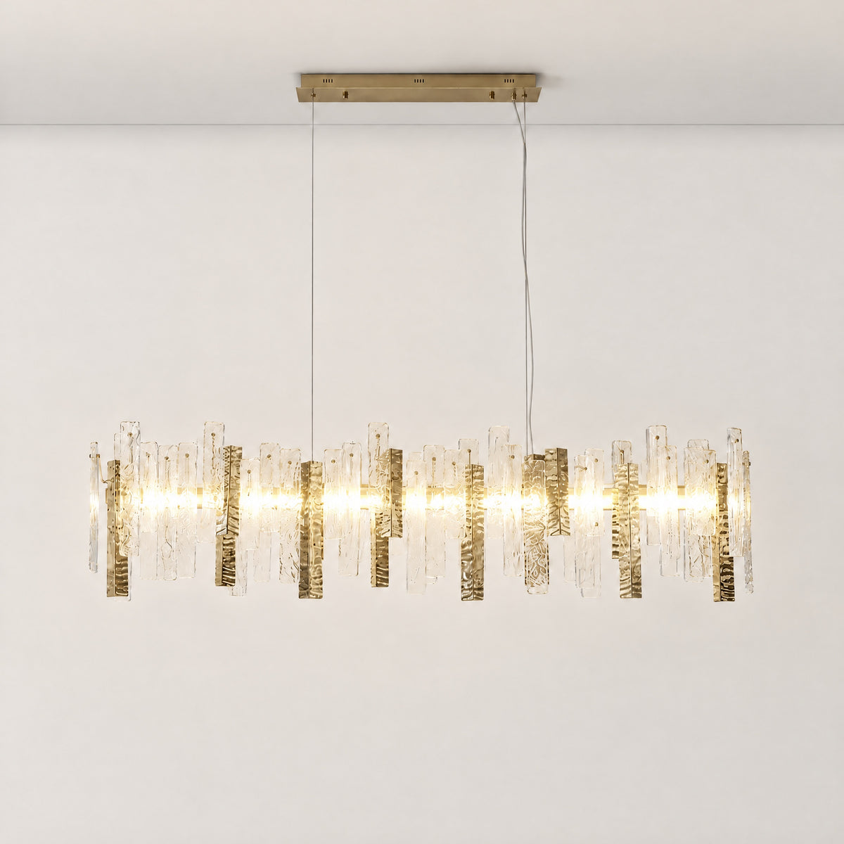 Glacier Glass Linear Chandelier 45"