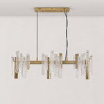 Glacier Textured Glass Linear Chandelier – lights off