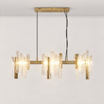 Glacier Textured Glass Linear Chandelier – lights on