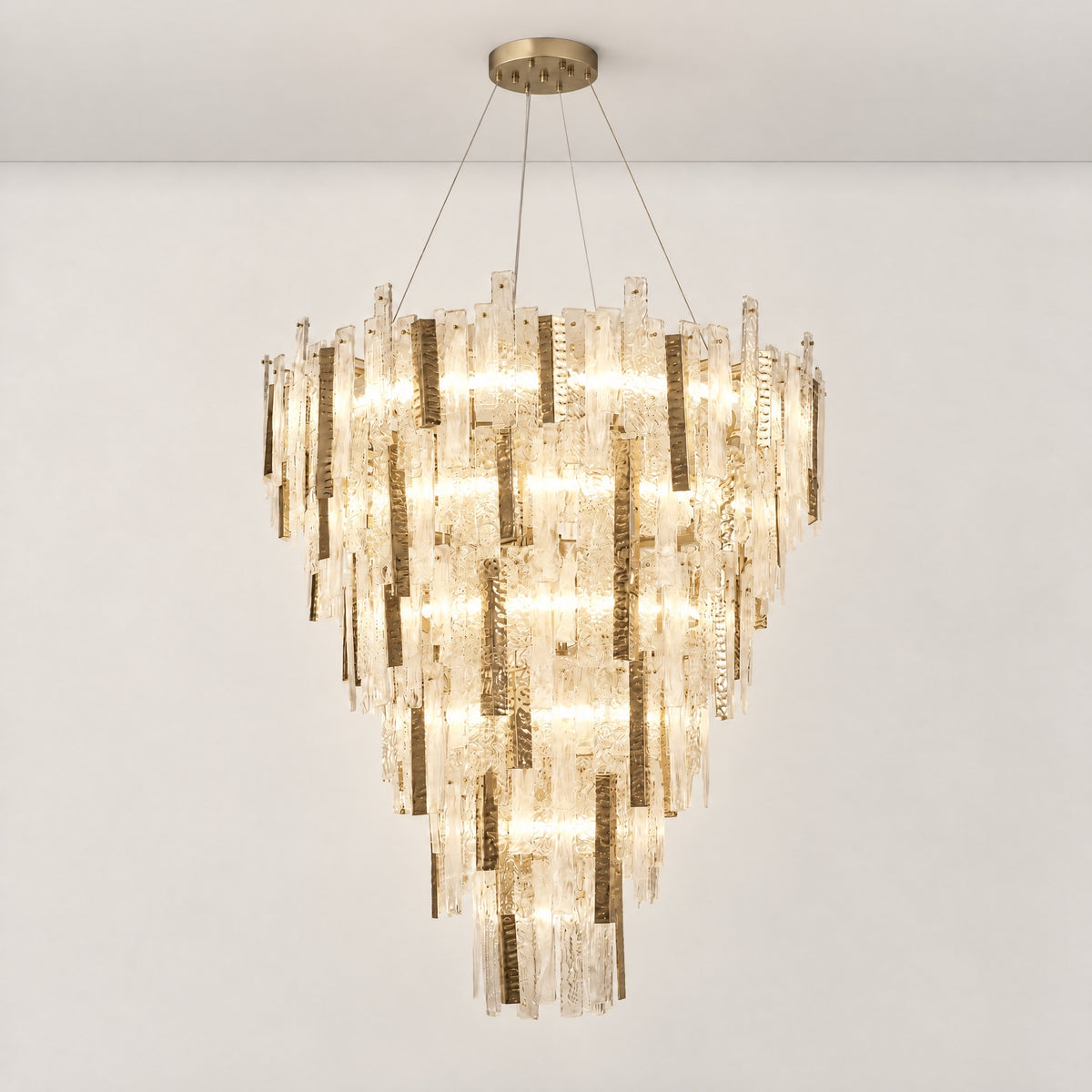 Glacier Textured Glass Round Chandelier