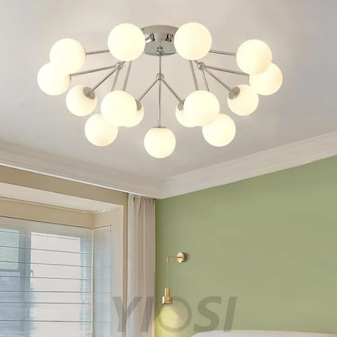 Glass Balls Cluster Ceiling Lamp ∅ 33.1″ - Bend, Semi Flush Mounts-1-Yiosilamp