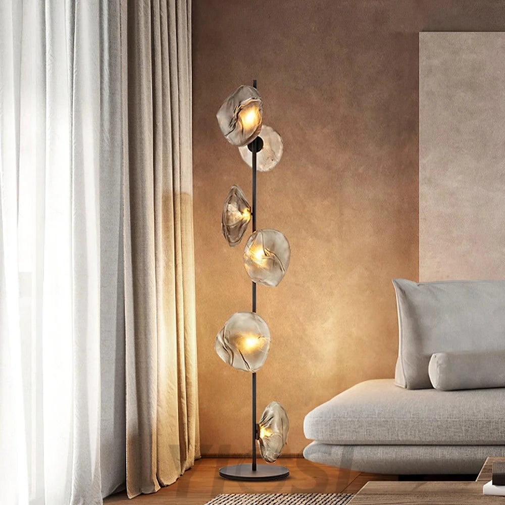 Glass Petals Floor Lamp with 3/6 heads - Art Glass-1-Yiosilamp