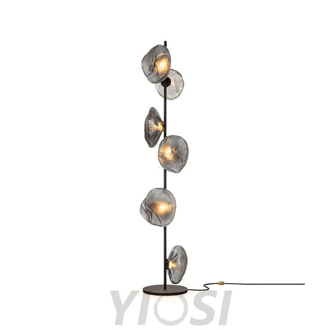 Glass Petals Floor Lamp with 3/6 heads - Art Glass-1-Yiosilamp