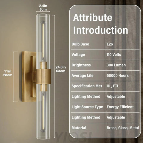 Glass tube copper-walled lamp