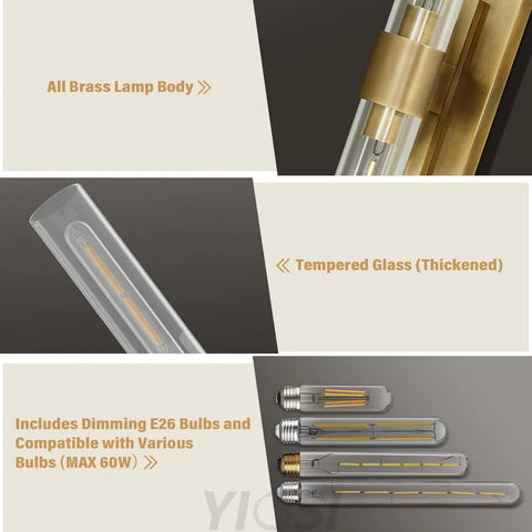 Glass tube copper-walled lamp