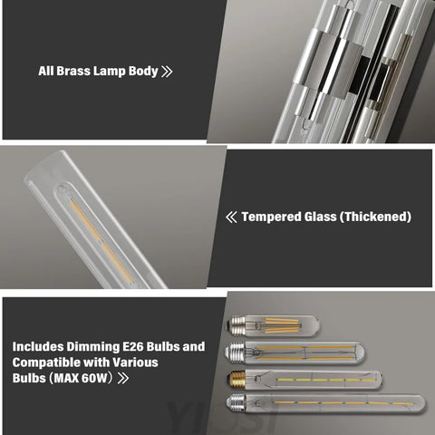 Glass tube copper-walled lamp