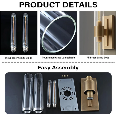 Glass tube copper-walled lamp