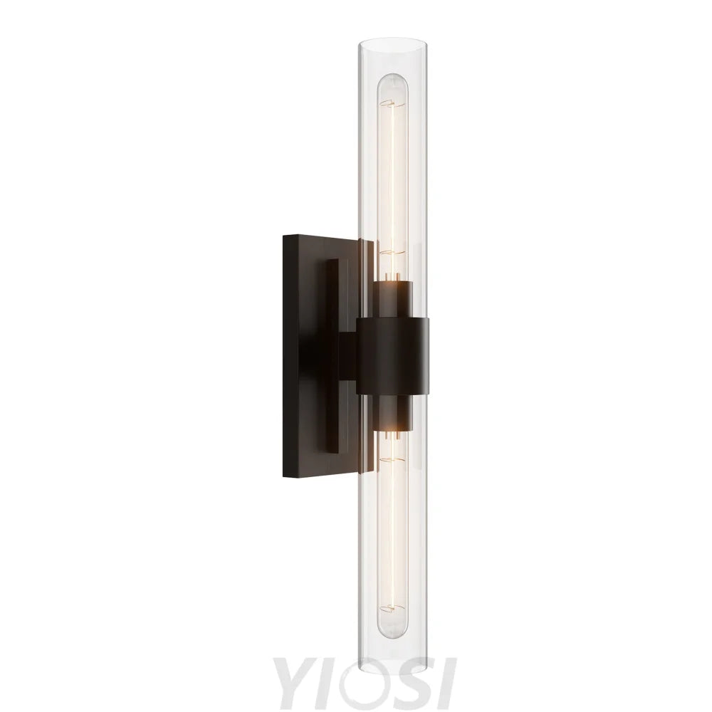 Glass tube copper walled lamp Black / 1pc