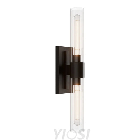 Glass tube copper walled lamp Black / 1pc