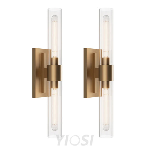 Glass tube copper walled lamp Gold / 2pc