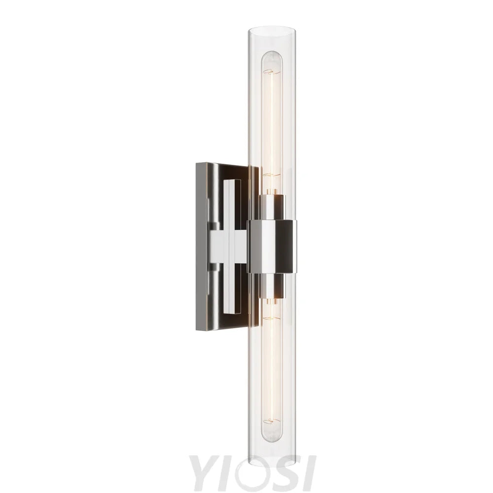 Glass tube copper walled lamp Silver / 1pc