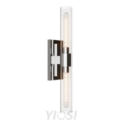Glass tube copper walled lamp Silver / 1pc