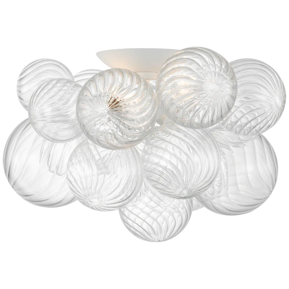 [Customize]Tanlia 16’’ Flush Mount Plaster White / Clear Swirled Glass