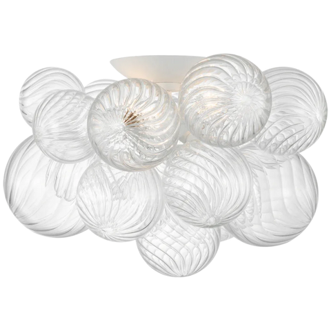 [Customize]Tanlia 16’’ Flush Mount Plaster White / Clear Swirled Glass