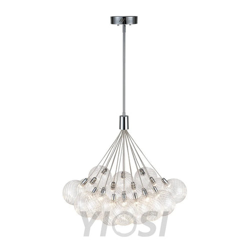 Cluster Ribbed Glass Dimmable Led Bubble Chandelier