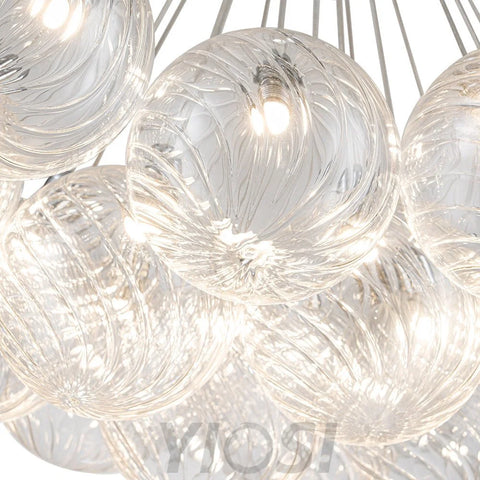 Cluster Ribbed Glass Dimmable Led Bubble Chandelier