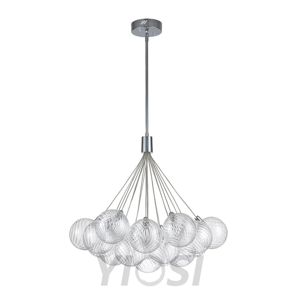 Cluster Ribbed Glass Dimmable Led Bubble Chandelier